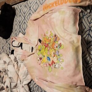 Croped hooded long-sleeved nickelodeon sweatshirt